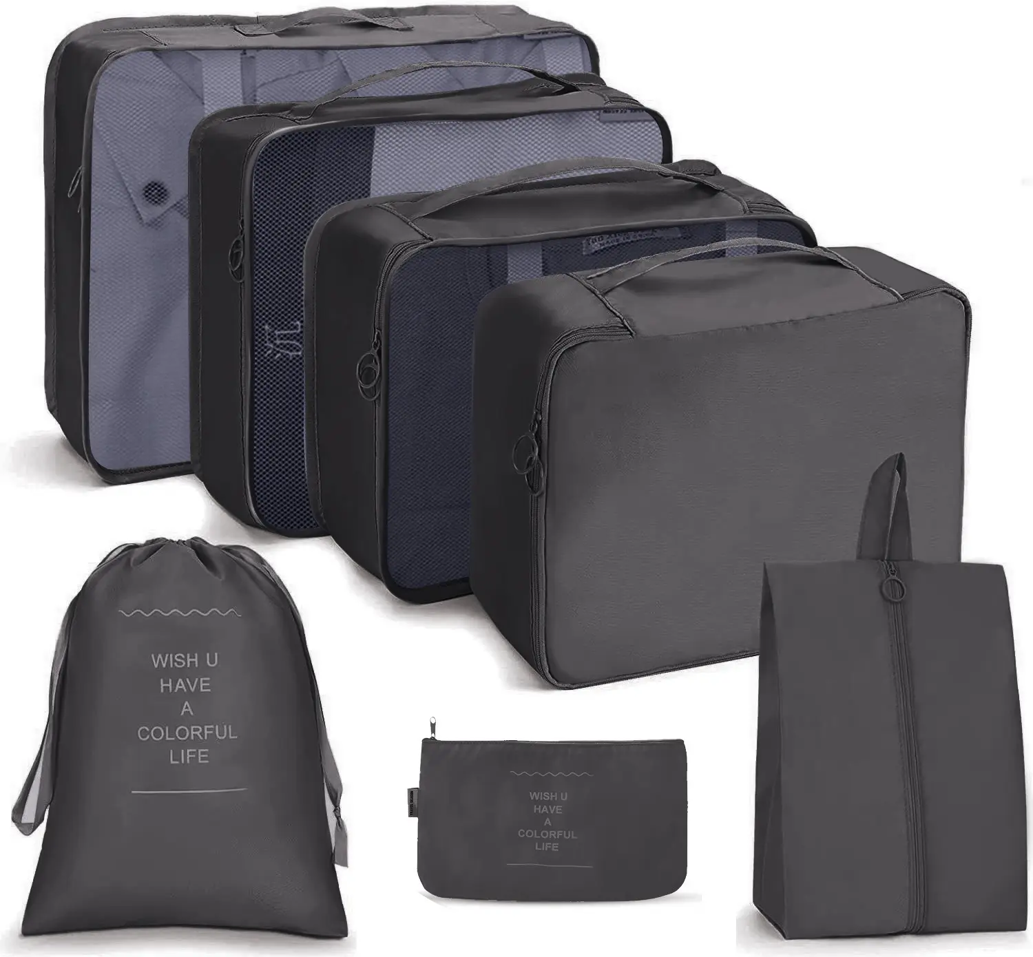 Alta Qualidade Seven Piece Set Impermeável Mala Organizador Sacos Essentials Roupas Sapatos Higiene Pessoal Sacos De Armazenamento