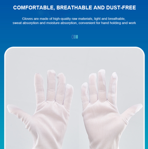 Cleanroom ถุงมือป้องกันไฟฟ้าสถิตย์สีขาว ESD, ถุงมือพอดีกับไมโครไฟเบอร์และไนไตรล์สำหรับงานอุตสาหกรรมทำงาน100ชิ้น MOQ - Product Image 5