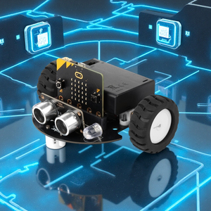 Mini Robot inteligente 2WD, kit de coche para niños, educación de programación con juguete electrónico AI para Arduino y kits de robótica Microbit V2