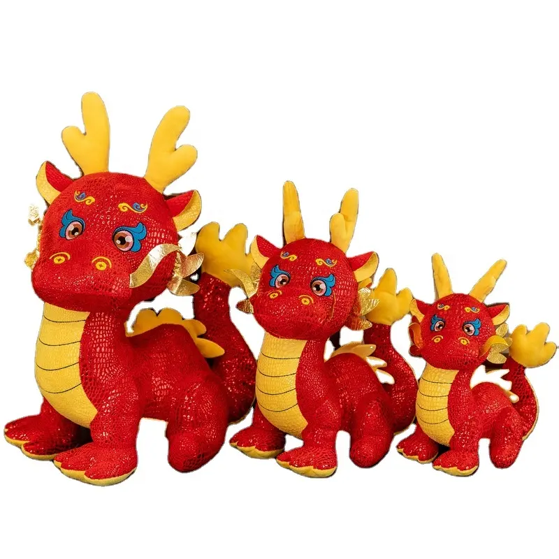 2024 Chinese New Year Dragon Mascot Plush Toy Chinese Zodiac Stuffed Dragon Animals For Spring Festival Ornaments New Year Gift