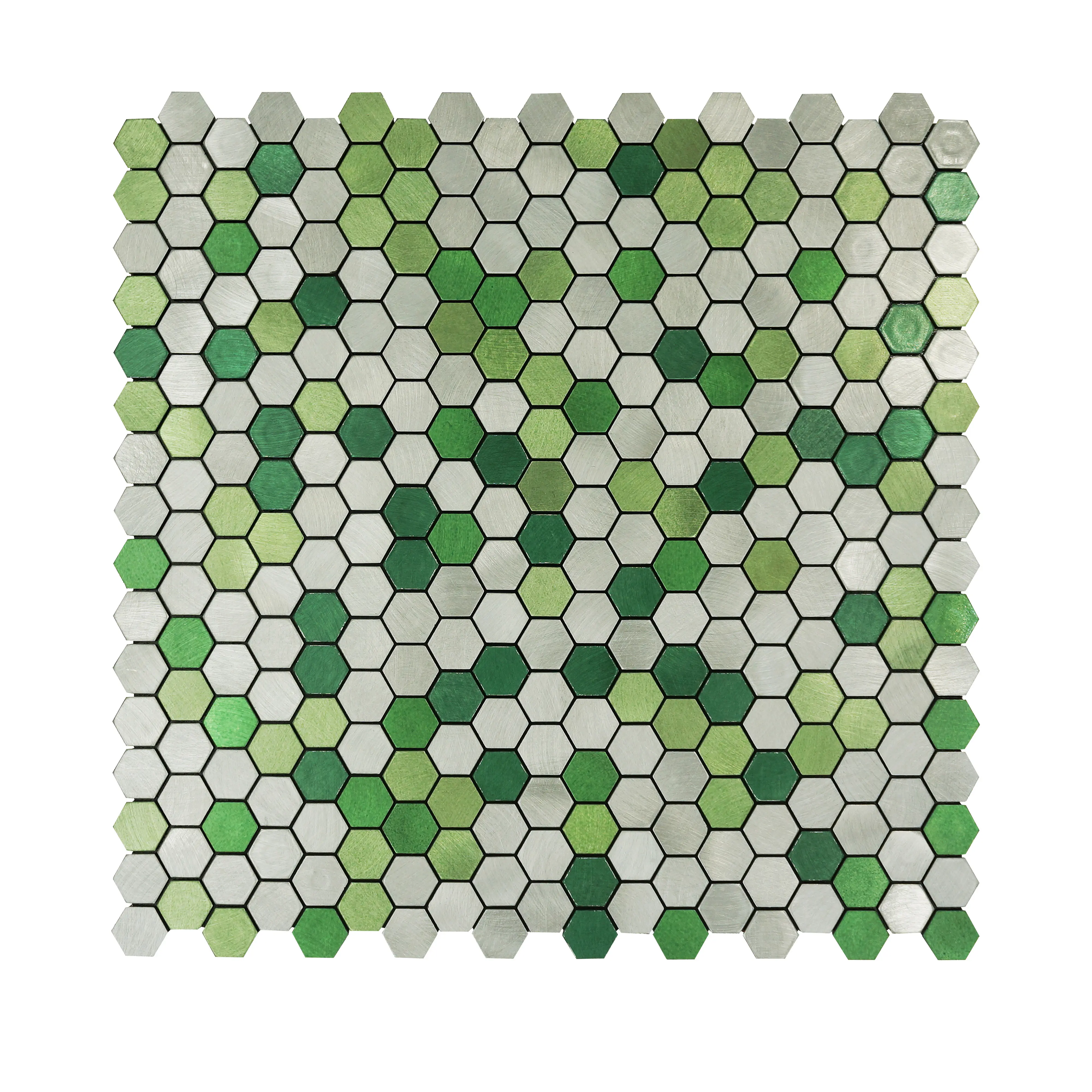 Mattonelle di mosaico dell'autoadesivo della parete del Backsplash del metallo della lega di alluminio del mosaico di marmo verde misto