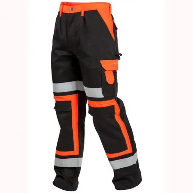 Mens Hi Vis Pantaloni di Sicurezza Pantaloni di Lavoro Con nastri Riflettenti