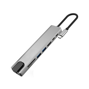 Adattatore di rete 8 in1 tipo C con 8 porte di espansione Smart Gigabit Ethernet Hub RJ45 Lan esterno cablato 8 in1 tipo C per Computer - Product Image 1