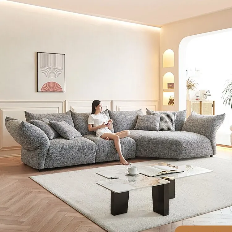 Gainsville sofás italianos modernos para sala de estar, tecido de veludo azul, pernas de metal, sofá modular, conjunto de sofá de luxo