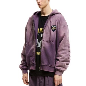 Áo hoodie có khóa kéo, chất liệu cotton Pháp 100%, dày 450-500 gsm, kiểu dáng streetwear, may xước, thiết kế riêng của <span class=keywords><strong>Finch</strong></span> Garment Manufacturers. - Product Image 1