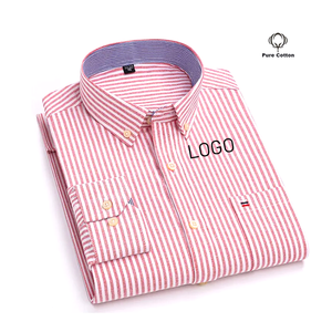 OEM ODM قميص منقوش من القطن الخالص كم طويل الأعمال المضادة للتجاعيد تنفس القمصان الناعمة عارضة - Product Image 4