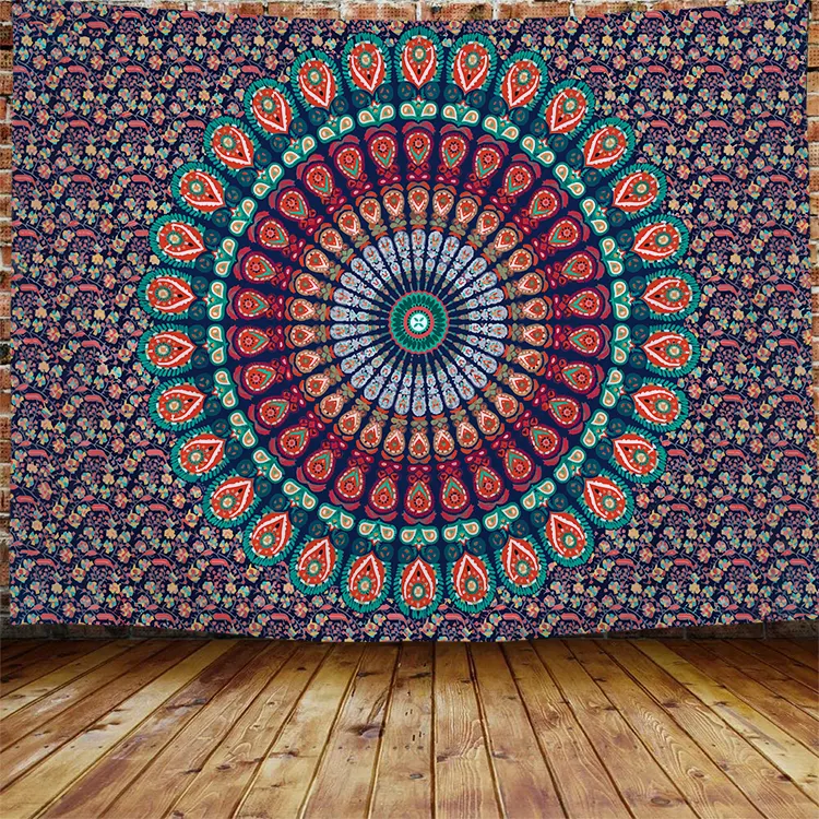 Tenture murale indienne avec design, tissu personnalisé en Polyester, style Hippie indien, tapisserie de Mandala pour salon, nouveau design, 2022