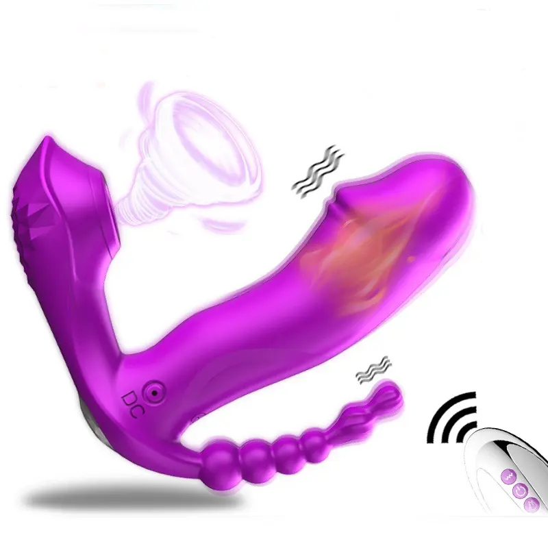 3 in 1 Dildo Vibrator Clitoris Sucker Anal Beads Vagina Stimulator Wearable Dildo Vibrators Sex Toys Dildo