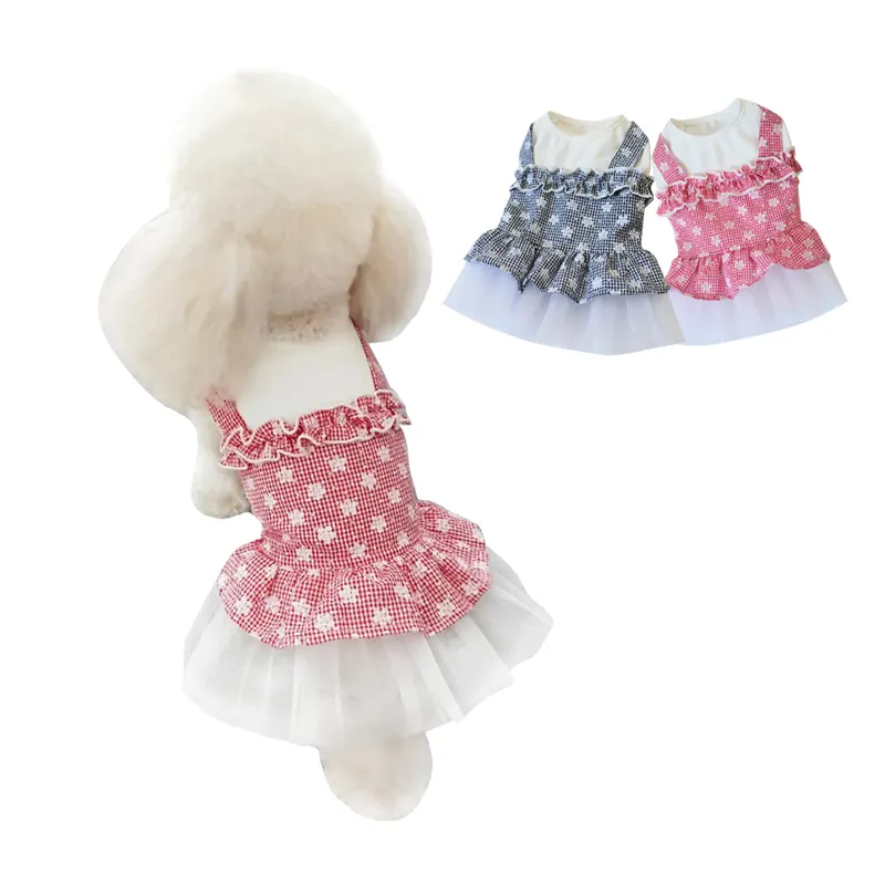 2019 novo design princesa cachorro roupas, vestido de renda para cães pequenos