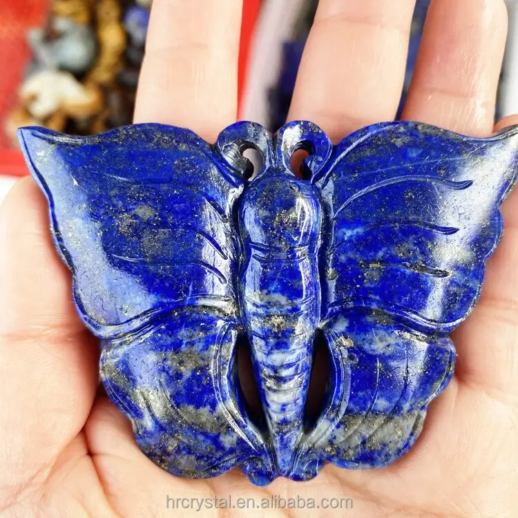 Nice folk crystal animals carving carved lapis lazuli crystal butterfly for souvenir gifts