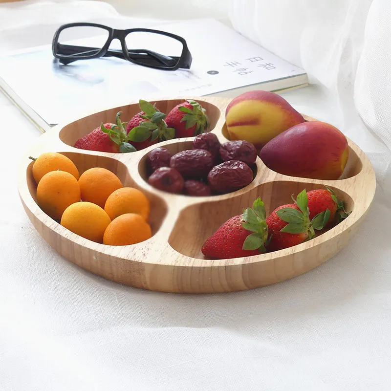 Giapponese in legno massello classificazione piatto di frutta creativo cinque modello semi di melone vassoio della caramella di gomma di legno piatto spuntino piatto di noce