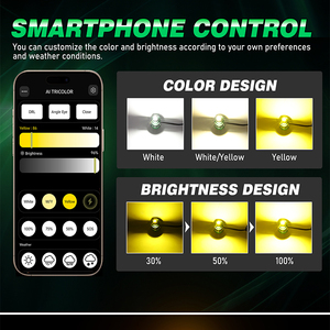 K14 çift renk beyaz sarı Strobe H4 LED far Smartphone kontrol flaş modları Canbus H8 H9 ön far sis lambası - Product Image 5