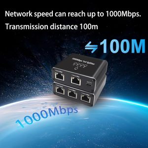 Splitter di rete 4 porte Gigabit RJ45 1000Mbps 1 a 4 modi funzione POE LAN Ethernet accoppiatore per 4 dispositivi Online contemporaneamente - Product Image 6
