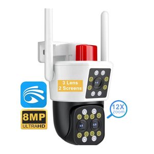Kamera de gözetim sans fil akıllı wifi ip inteligentes 1080p 8MP 360 gerçek üç lens iki ekranlar 12X Zoom yoosee - Product Image 1