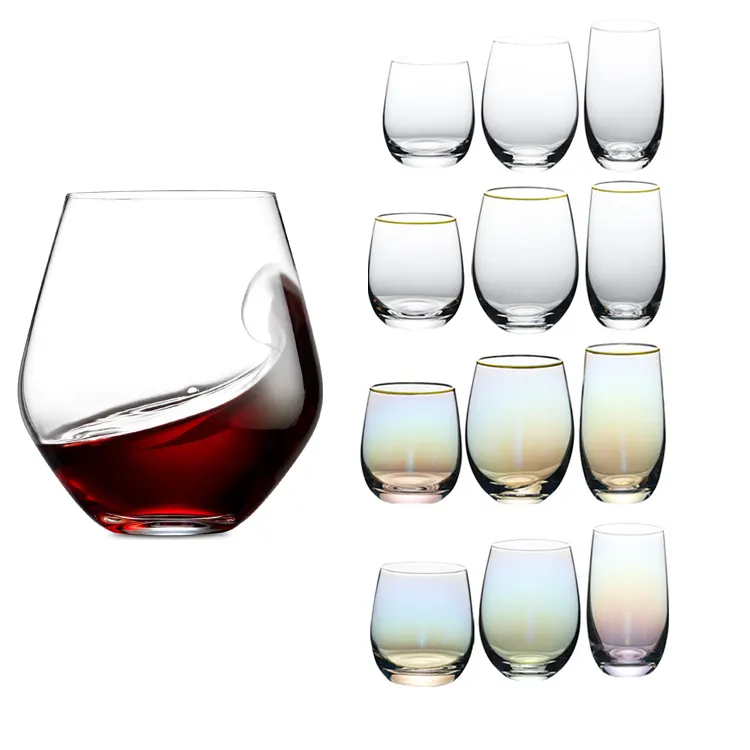 12 Onças Personalizado Crystal Tumbler Óculos Logotipo Personalizado Stemless Wine Glasses