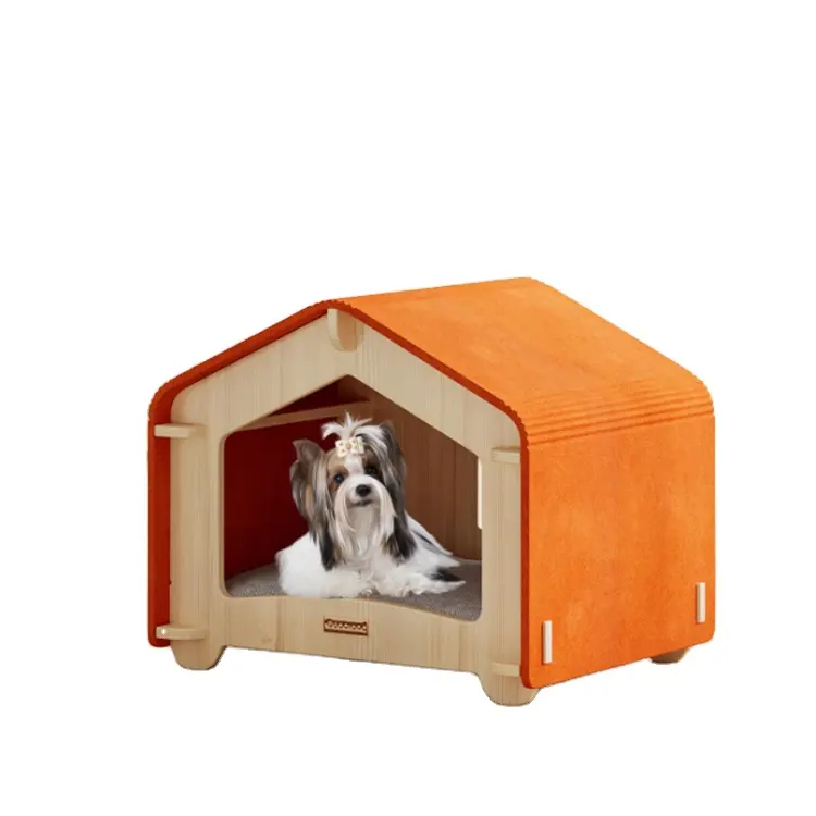 Nhà chó hiện đại Nhà vật nuôi thoáng khí sôi động Thiết kế màu cam trong nhà con chó bằng gỗ nhà