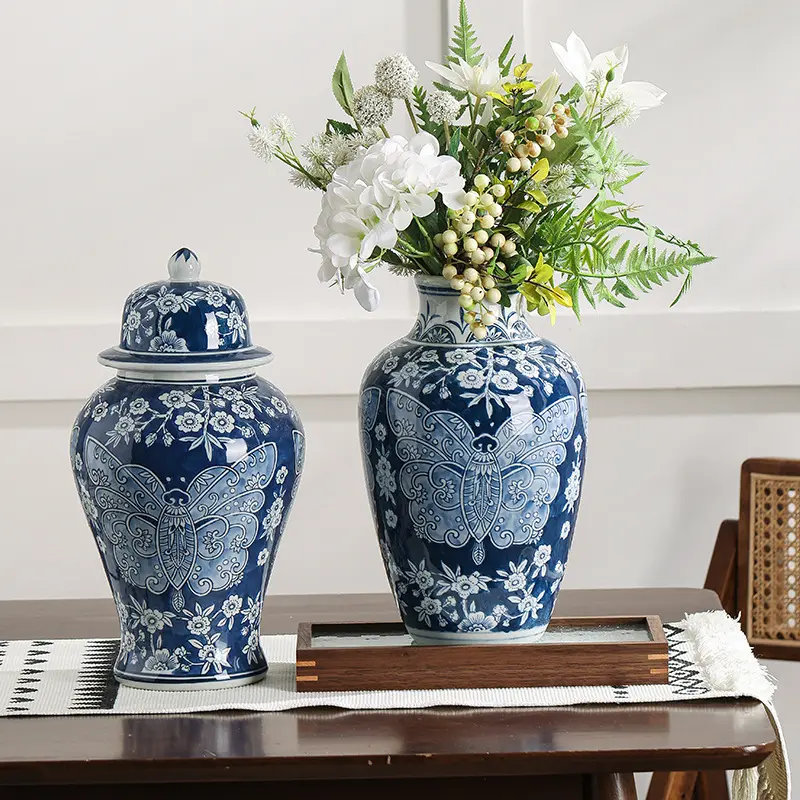 Best Price wholesale Chinese antique home goods decorative ceramic blue and white porcelain ginger jars