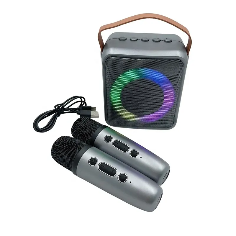 Pemutar Karaoke anak speaker Stereo portabel dengan mikrofon Radio FM