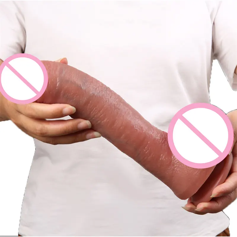 Brinquedo de silicone para masturbação, brinquedo sexual realista, flexível, flexível, pênis artificial, longo e fino, para mulheres e gays, vibrador de 10 polegadas