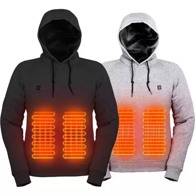 Usb akülü isıtmalı kadın erkek ceket akıllı sıcaklık kontrolü açık klasik tarzı ısıtmalı Hoodie