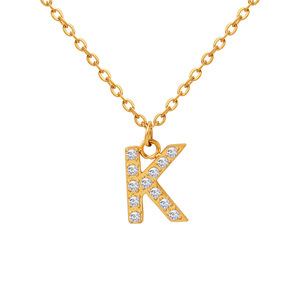 Moda takı gerdanlık zincir altın kaplama kübik zirkon 26 alfabe mektup küçük İlk kolye - Product Image 2