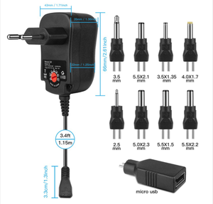 Adaptador Universal de CA/CC de 3-12v, fuente de alimentación conmutada de voltaje múltiple de 12w, 15w y 30w con 6 puntas - Product Image 5