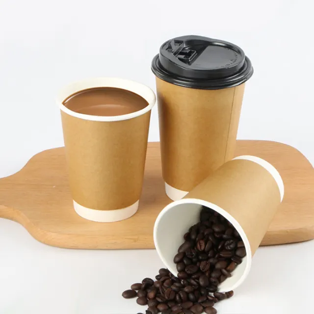 Tasses à café jetables à double paroi, avec couvercles, vente en gros en chine, pièces