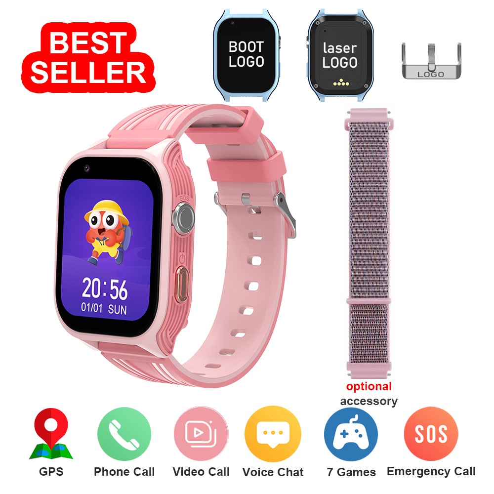 Reloj rosa con correa adicional.