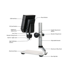 Microscopio de video digital 600X 3.6MP con fuente de luz LED y soporte de metal Cámara de microscopio óptico para enchufe de EE. UU. - Product Image 3