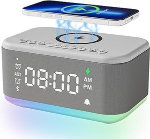 Reproductor de música LED 15W cargador inalámbrico audio inalámbrico reloj despertador de tela de escritorio inteligente altavoz de ruido blanco con radio TF AUX - Product Image 5