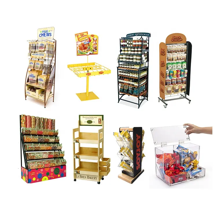 Oem Papelão Padaria Bolo Caso Gôndola Display Gabinete Piso Metal Madeira Pão Acrílico Display Countertop Candy Display Rack