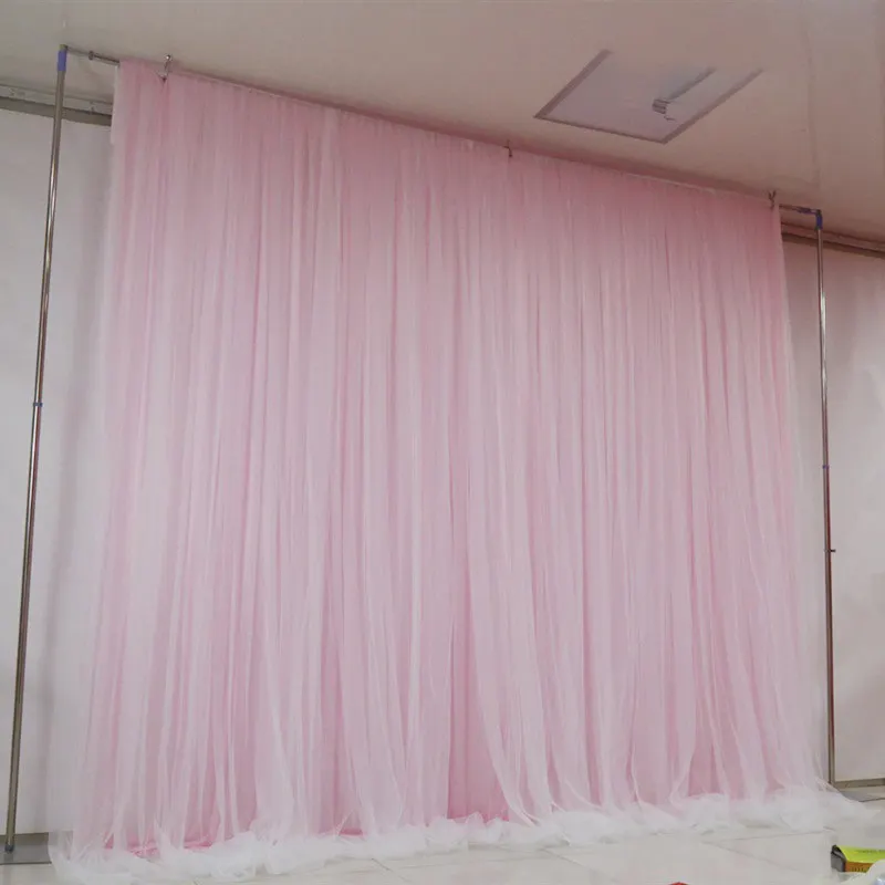 LZB082 cheap baby pink birthday party decoration drapes and pipe curtain for sale