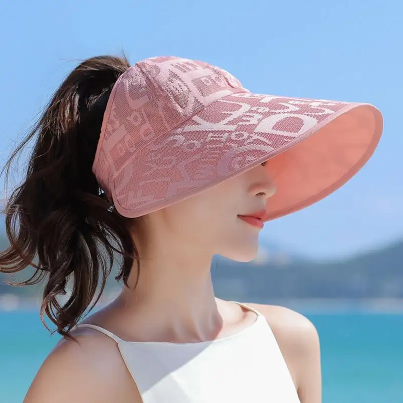 Chapeau femmes nouvel été extérieur grand avant-toit crème solaire visière chapeau de soleil été all-match cool chapeau