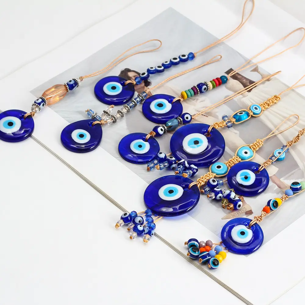 Handgemachte Boho Auto Rückspiegel Dekorative Wand Raum dekoration Viel Glück Schutz Evil Angel Eye Auto Anhänger Charms