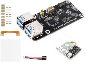 Aismartlink PCIeから4-Ch USB3.2 Gen1ボード (C) ラズベリーパイ5用、最大5Gbpsの伝送速度、ドライバーフリー、プラグアンドプレイ - Product Image 4