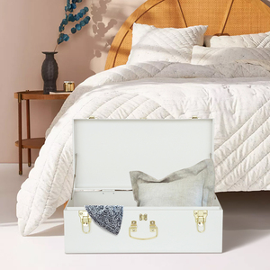 Tùy Chỉnh Màu Trắng Kim Loại Lưu Trữ Ngực Kim Loại Lưu Niệm Thân Cây Stackable Organizer Với Vàng Xử Lý - Product Image 2