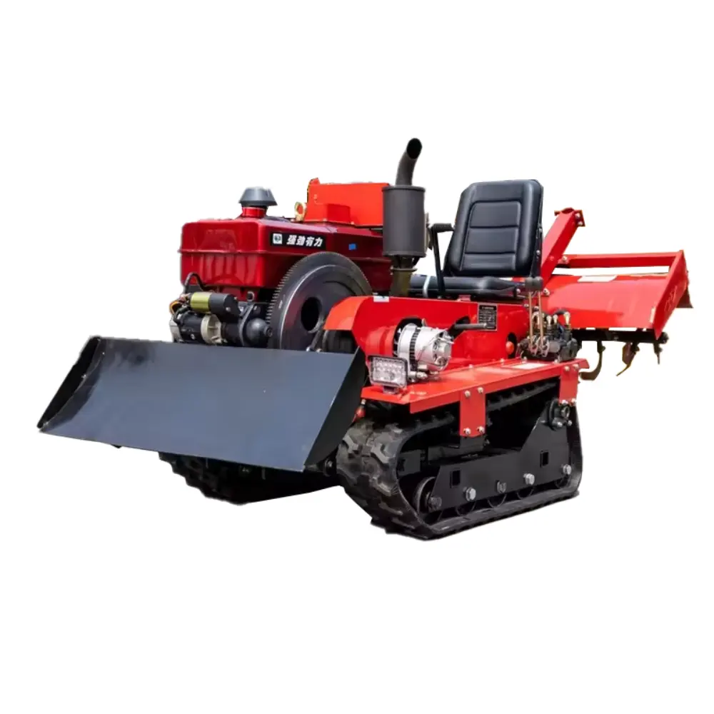 small rotary cultivator Crawler lawn mower tractor mini tractor for orchard rotary tiller cultivator