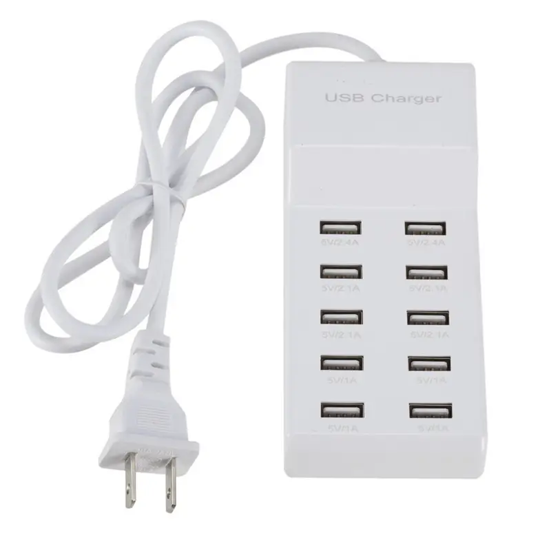 Pengisi Daya USB Multi-Port Pengisi Daya 10-Port AC Pengisian Cepat 5V12A Pengisi Daya Smartphone Pengisian Cepat Multi-Port