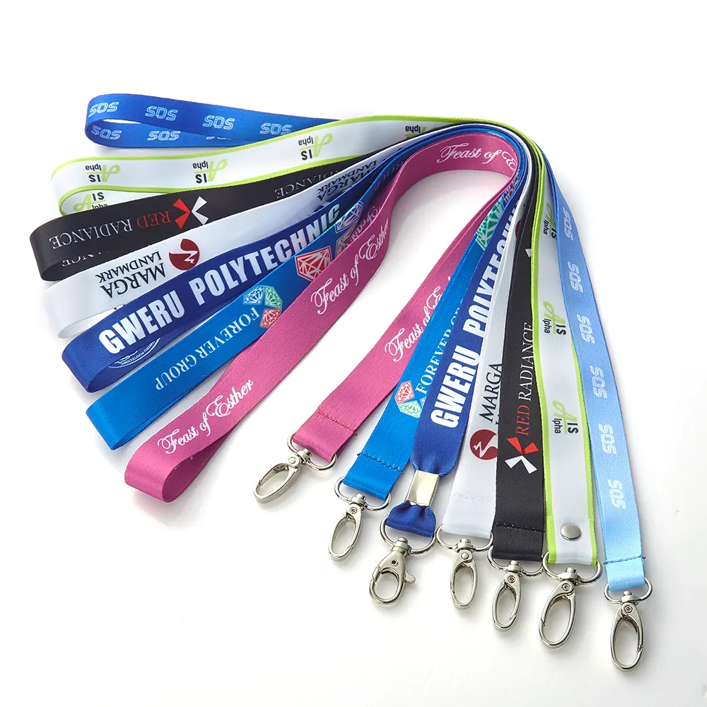 Promotional Custom Printed Neck Polyester Bulk Rpet Ring Printed Lanyard Keychain For Keys Cheap Plain Lanyards 20Mm Cording