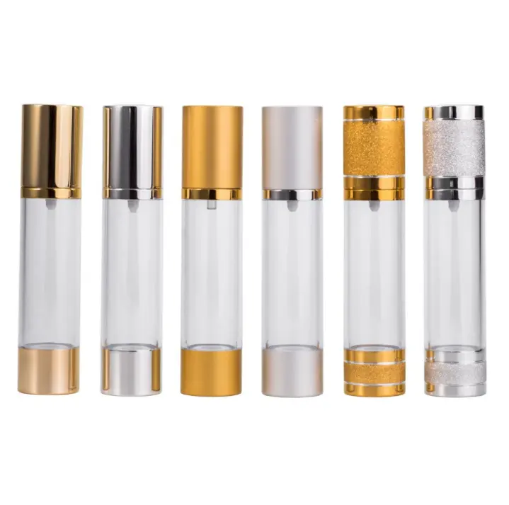 15ml 30ml 50ml silver airless pump bottle airless cosmetic cream pump containers,lotion cream vacuum bottles with pump