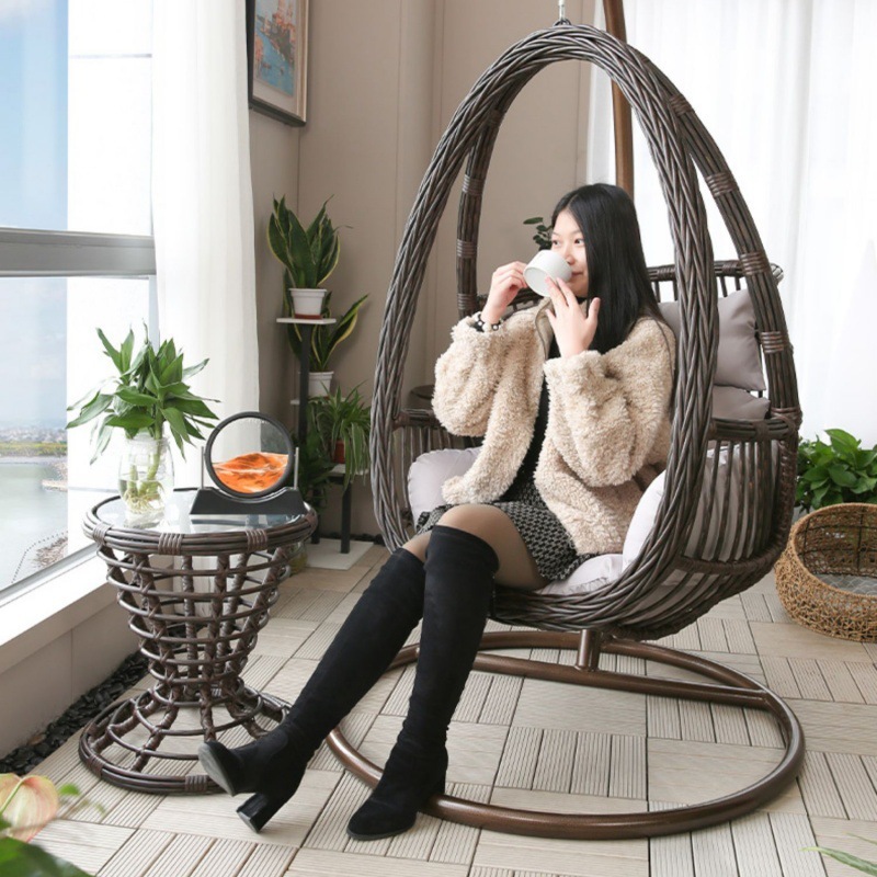 Single vegetable basket hanging chair-deep coffee