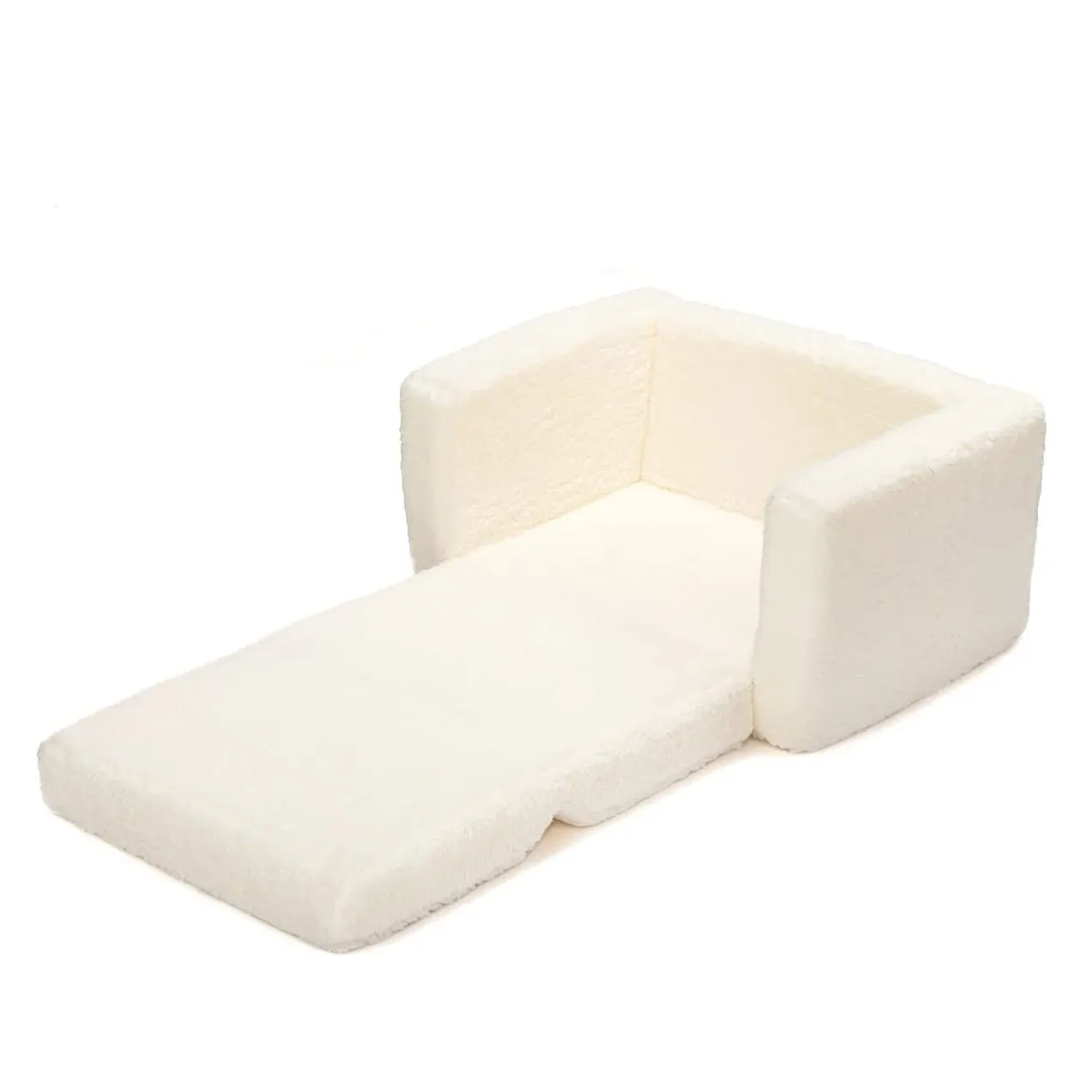 2-en-1 Flip Out Extra Large Câlin Crème Sherpa Enfant Canapé enfants Canapé Convertible à Transat