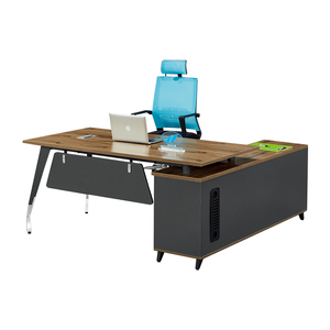 Marco de acero de alta calidad personalizado económico de diseño moderno para escritorio de oficina en forma de L mesa de ordenador superior de madera - Product Image 1
