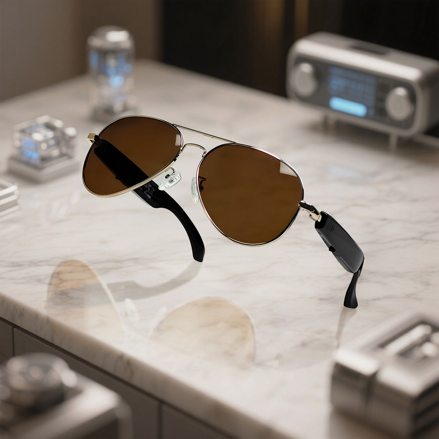 เลนส์กรอบสีน้ำตาลทอง