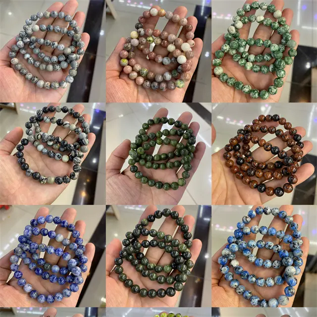 8mm bracelet charms fashion jewelry natural quartz stone beads feng shui mix quartz crystal Elastic popular bracelet for gift