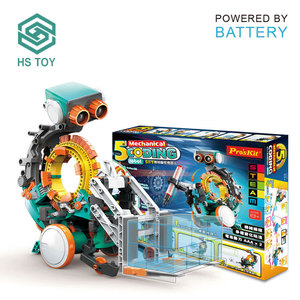 HS 5 en 1 bloques de construcción de juguete electrónico de plástico de dibujos animados con modelo de Robot programación mecánica Emo China para niños