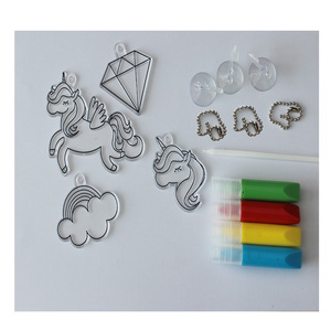 Good Quality Window Art DIY Plastic 4 <strong>Pattern</strong> Christmas Unicorn Sun Catcher Craft <strong>Kit</strong> for All Ages Painting Gift - Product Image 5