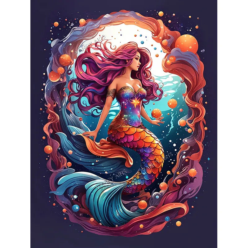 2023 Contos Bonitos De Legendia Cabelo Ondulado Sereia Fantastic Diamond Painting Mermaid Canvas Painting