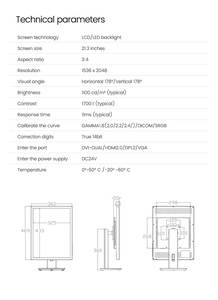 21.3 inch y tế phẫu thuật hiển thị LED <span class=keywords><strong>Monitor</strong></span> 3MP 3G-SDI New IPS Bảng điều chỉnh DVI/dp giao diện cho Máy tính để bàn sử dụng - Product Image 2