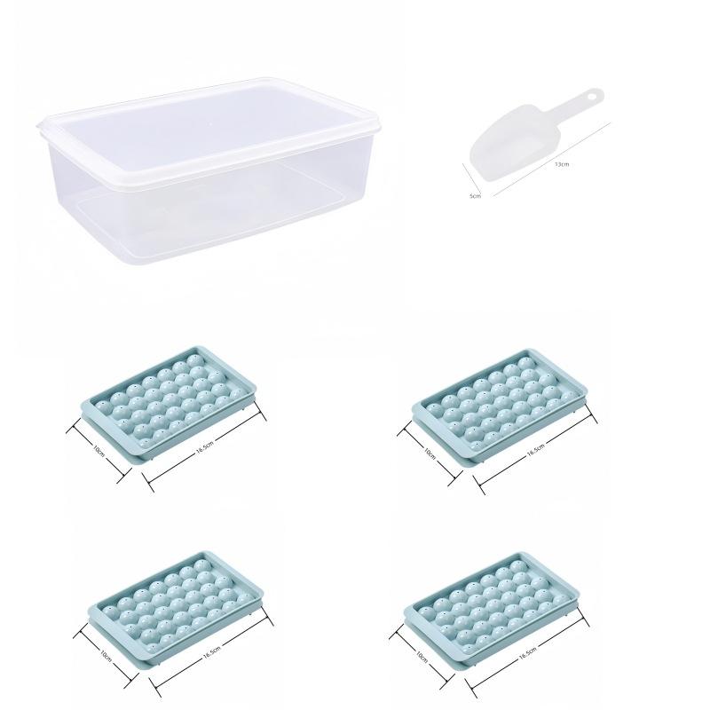 Blue*Medium--4 round ice trays + ice box + ice shovel